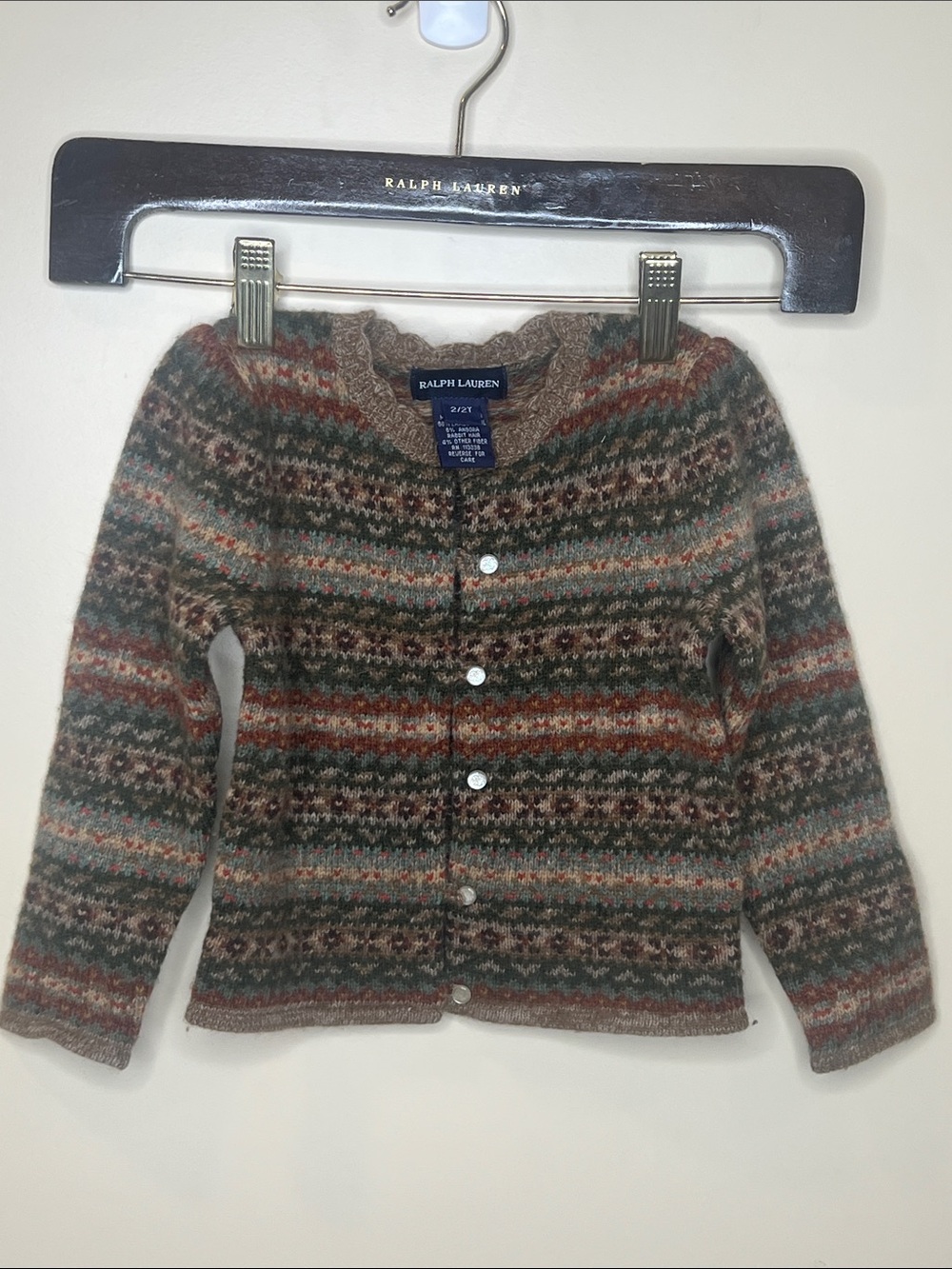 Ralph Lauren Kids Fair Isle Wool Cardigan - Brown Multi